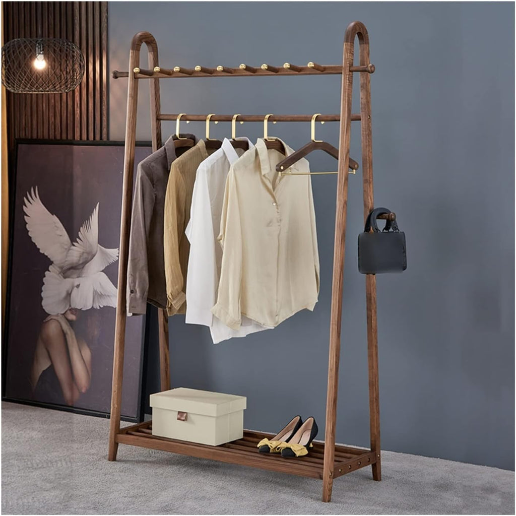 Coat Rack Stand Clothes Rack Stand, Large Capacity Garment Shelves, Scarfs Handbag Umbrella Shoe Storage Holder, Ideal for Hall Bedroom Entryway Offi(Brown-80x40x170CM