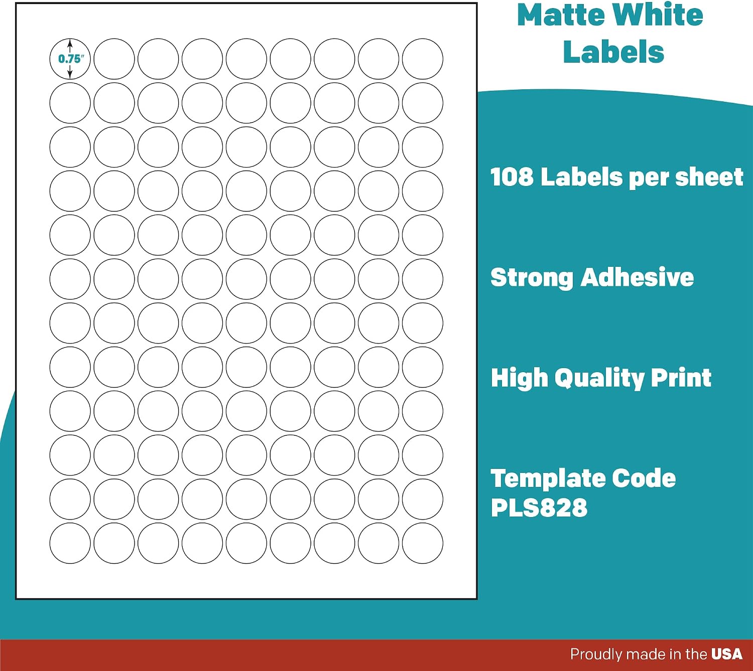Premium Label Supply White Sticker Round Labels – 0.75' Circle – Laser/Inkjet Compatible – (108 per Sheet), 2000 Sheets – 216,000 Total Adhesive Labels
