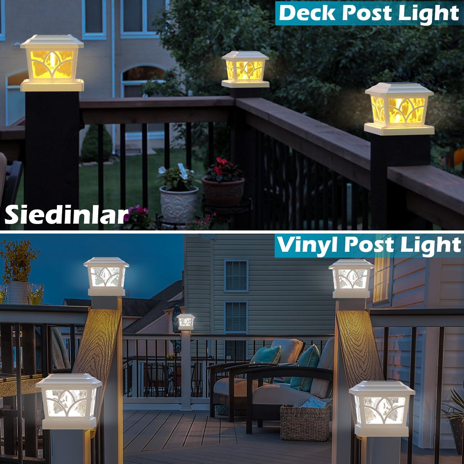 SIEDiNLAR Solar Post Cap Lights Aluminium & Solar Post Lights Metal 4x4