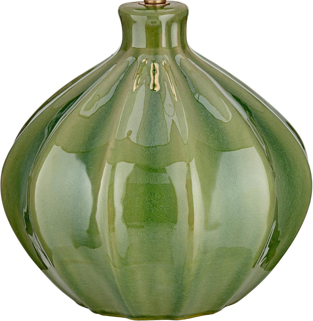360 Lighting Gordy Mid Century Modern Accent Table Lamps 20 1/2' Tall Set of 2 Green Ribbed Ceramic Oatmeal Fabric Drum Shade for Bedroom Living Family Room Bedside Nightstand House Home