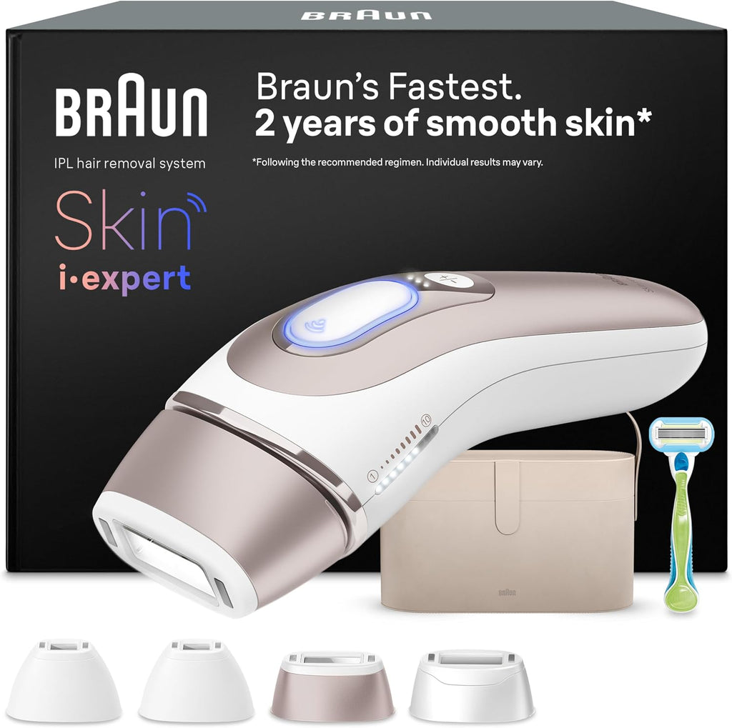 Braun Smart IPL, Skin i·Expert Pro 7, VOGUE's Best Hair Removal Device, IPL Hair Removal for Women and Men, Permanent Laser Hair Reduction At-Home, World's 1st Smart App, 4 Heads, IPL7387