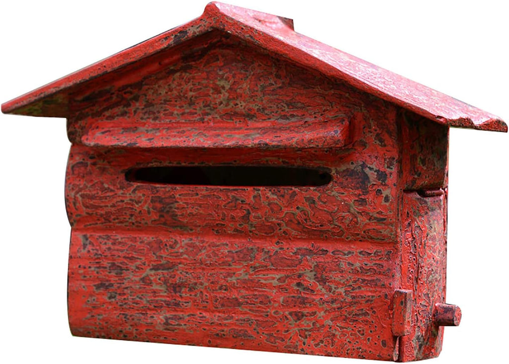 Letter Box,Postbox,Vintage Wooden Outside Wall Mount Post Box Mailbox Letterbox Photography Props Mural Wedding Bar Cafe Window Display 40x26x14cm (Color : A)
