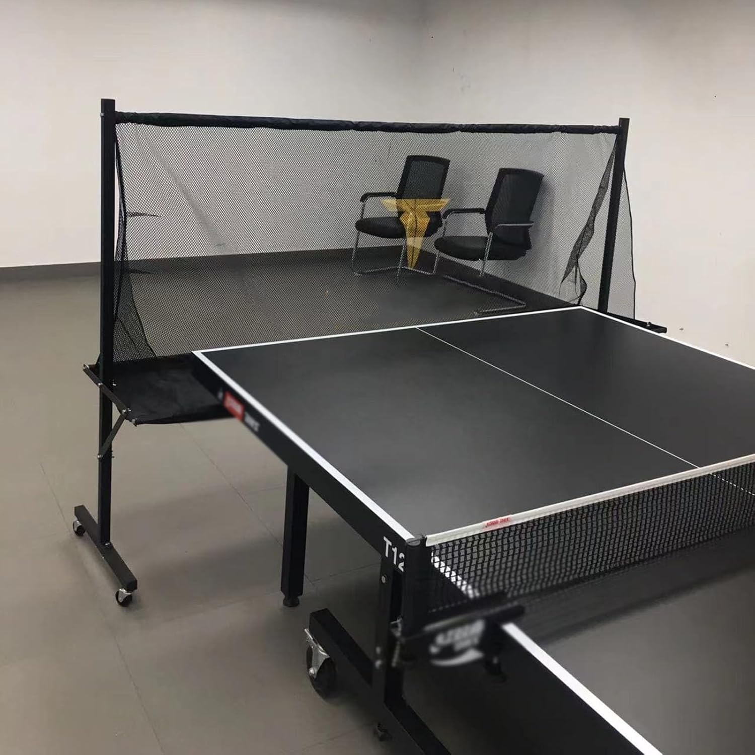 Rolling Table Tennis Robot Catch Net, Adults & Kids Training Tool for Multi Ball Drills, Ping Pong Recycle Catcher Equipment for Indoor Outdoor Serve Practice, Metal Frame