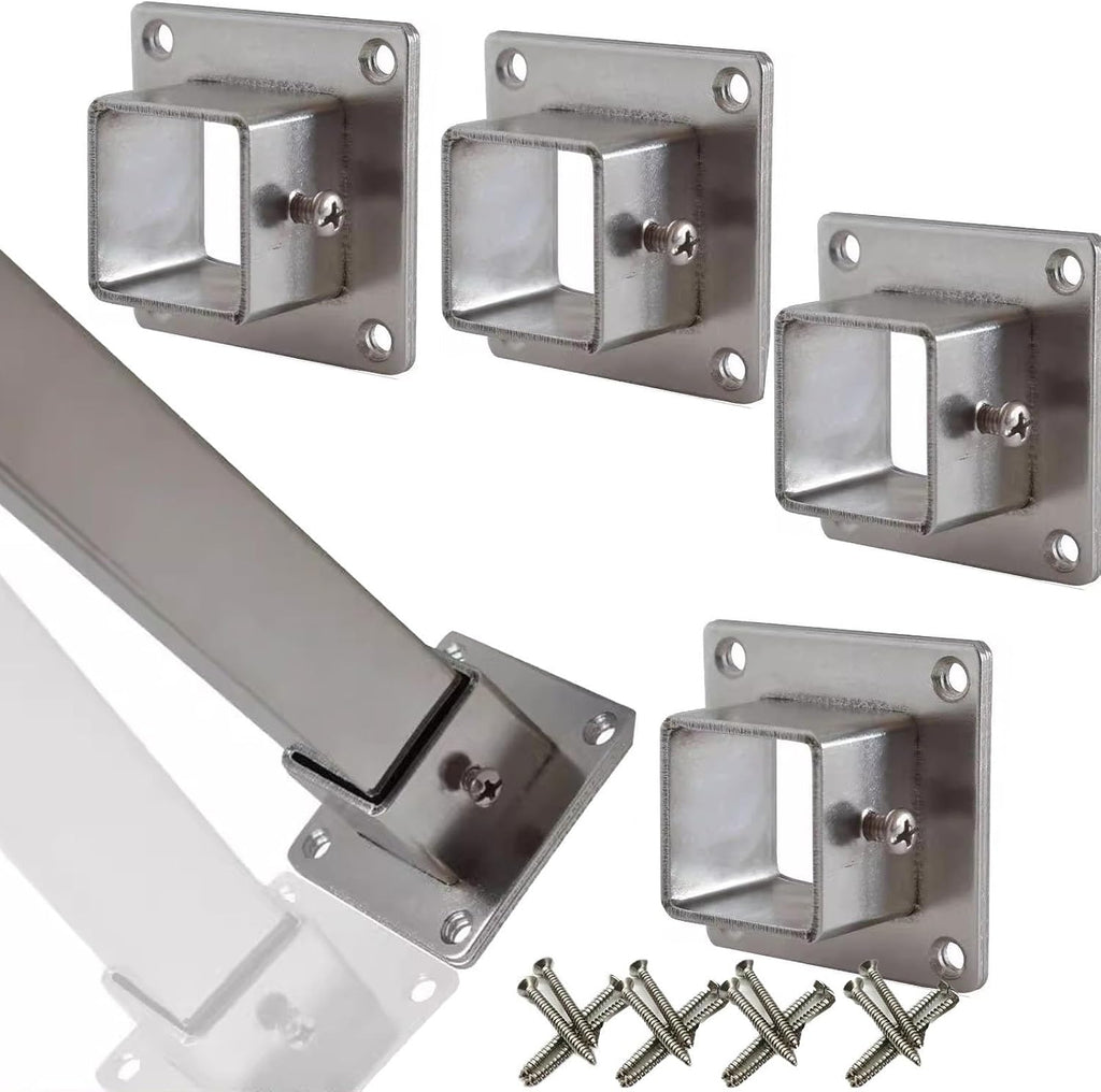 25 30 40mm Wide Square Anchor Base for Post，2/4 6 Pcs Stainless Steel Heavy Duty Post Base with Screws for Fence Deck Railing Support(4pack,40x40mm/1.57x1.57in)