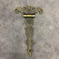 2 Pieces of Hinges to Stopper Cabinet Door Hinge Large Brass Plated Vintage Jewellery Decorative Large Wooden Box Furniture Accessories 113 x 69 mm