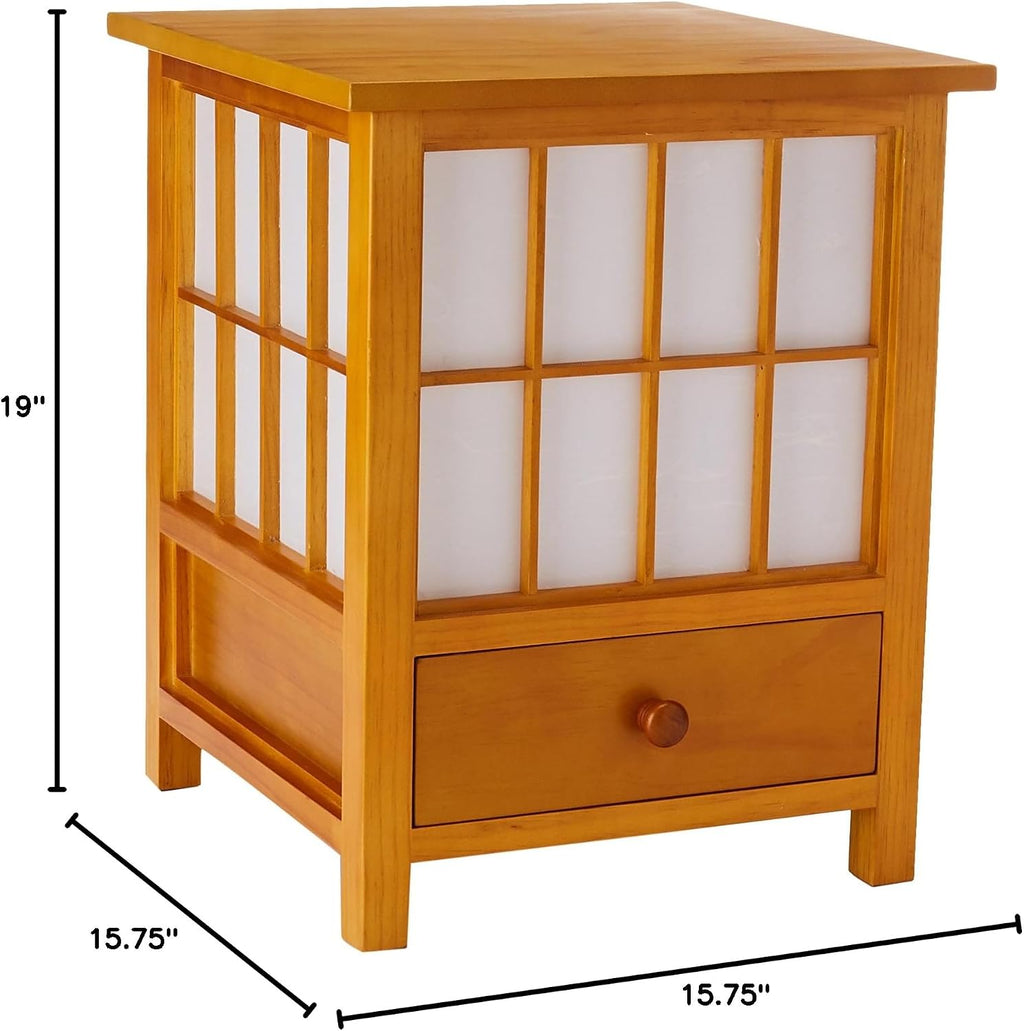 Red Lantern 19' Hokkaido Lamp with Drawer, Honey