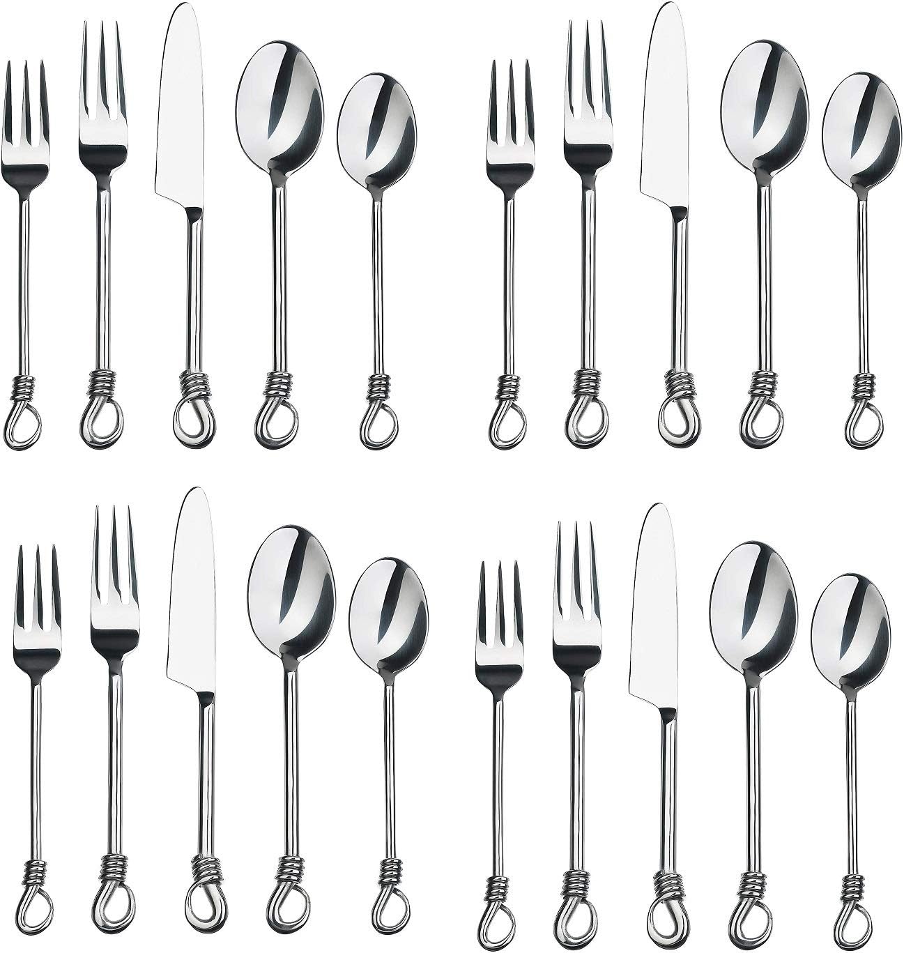 Silverware Twist Collection Polished Stainless Steel Flatware Set (Set of 4)