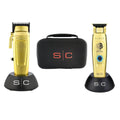 StyleCraft Saber Pro Grooming Bundle: Digital Brushless Trimmer & Saber II Clipper with Carry Case (Gold) Holiday Gift Bundle