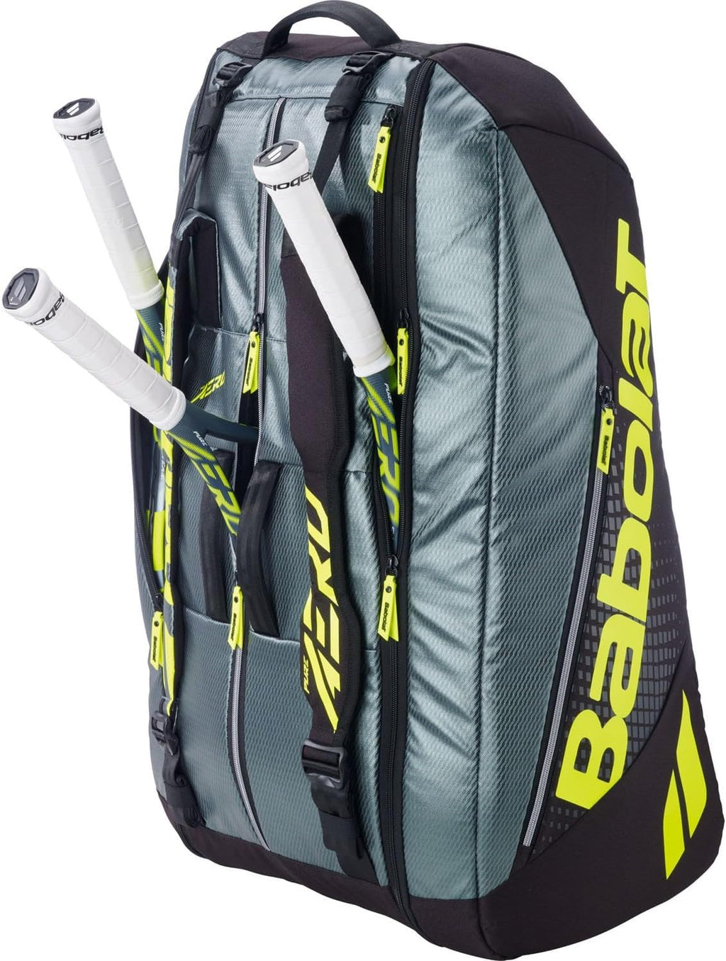 Babolat Pure Aero RH x6 Tennis Bag (Metallic Grey/Black/Fluo Yellow)
