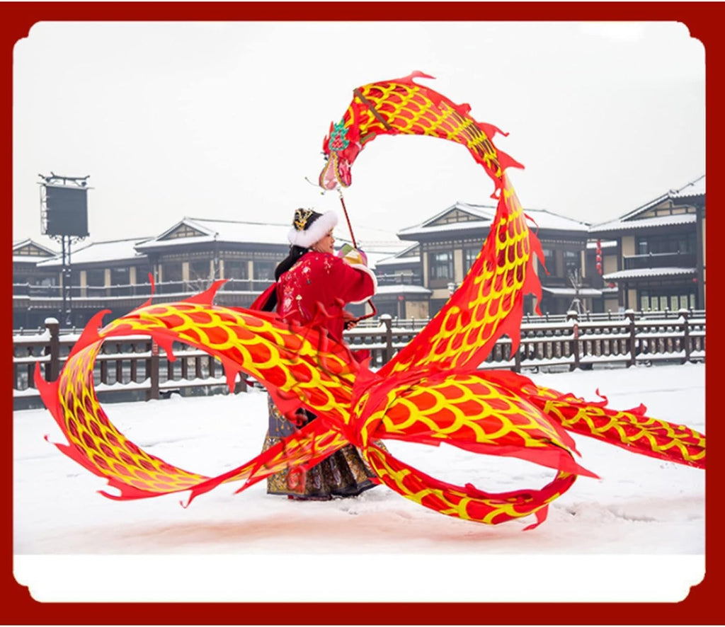 Lion Dance Dragon Dance for Outdoor 8m/26.2FT Chinese Dragon Dance Wulong Flowy Ribbon Streamer for Fitness Exercise Performance Lion Dance Crafts Traditional Festivals(Purple)