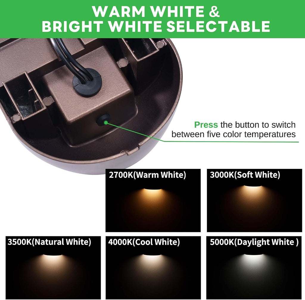 LED Deck Lights - Outdoor Landscape 12V Waterproof Lighting, Low Voltage Step Lights, Warm White & Cool White Adjustable Wired Aluminum Oil-Rubbed Bronze for Wall Stair Yard 8 Pack