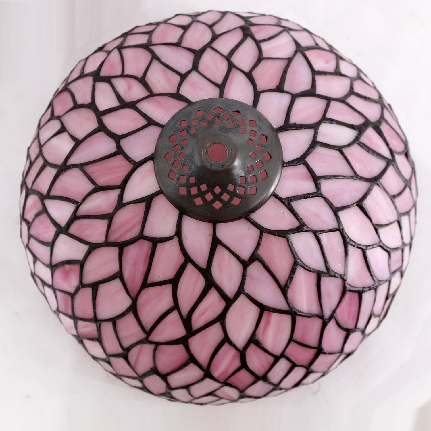 WERFACTORY Tiffany Table Lamp Pink Wisteria Style Stained Glass Desk Bedside Reading Light 12X12X18 Inches Decor Bedroom Living Room Home Office S523 Series
