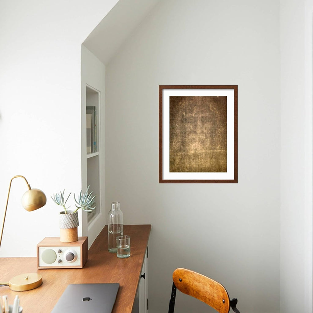 ART.COM Framed Wall Art Prints Detail of Shroud of Turin in Chiesa Della Ss. Annunziata Church, Turin, Piedmont, Italy, Europe, Places Decor, 12' x 16', Espresso Frame with White Mat