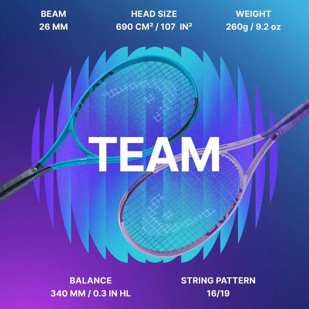 HEAD Boom Team Alternate 2026 Tennis Racquet - Beginner & Intermediate Players, Strung Mid Tension with Velocity 16G String