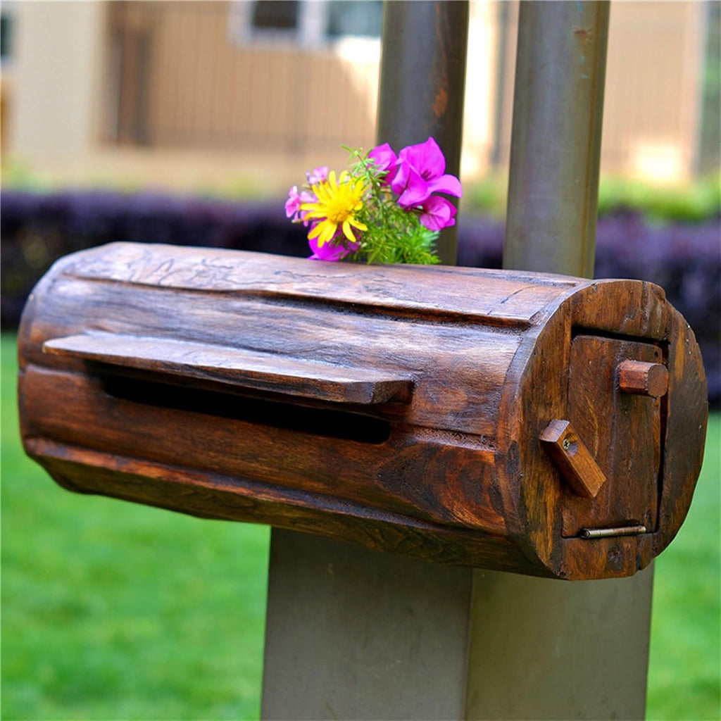MELPHI Mailboxes for Outside, Security Key Drop Box, Wooden Mailbox, Hanging Secure Post Box, Easy Mount, Garden, Outdoor Decoration for Outside, Home, Front Door