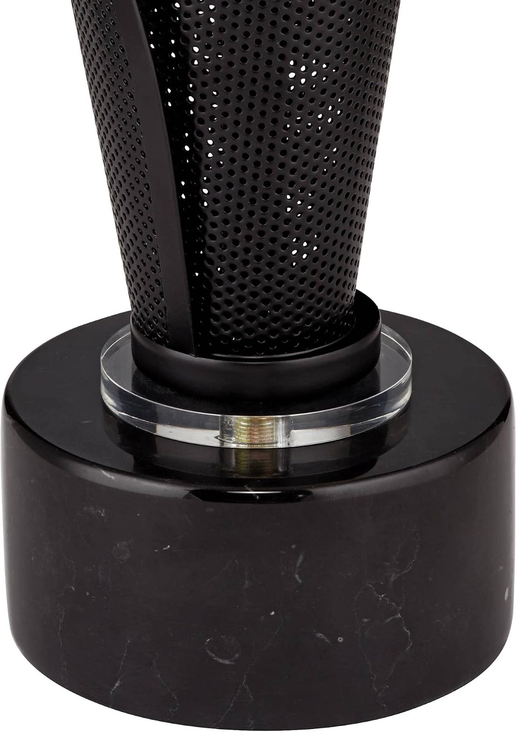 Possini Euro Design Sasha Modern Industrial Table Lamp 31 1/2' Tall Sculptural Black Metal Organza Sheer Outer White Fabric Inner Dum Shade for Bedroom Living Room House Bedside Nightstand Office