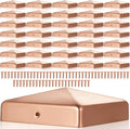 Tandefio 32 Pcs 4x4'' Solid Copper Post Caps Fence Pyramid Decking Caps with Screw for Metal Wood Cedar Fence Deck Corridors Mailbox Posts End Cover
