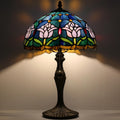 Tiffany Lamp Stained Glass Table Lamp 12' x 19' Pink Tulip Style Decorative Lamp Bedside Reading Lamp for Desk Living Room Bedroom Office Study Light Home Decor Gift