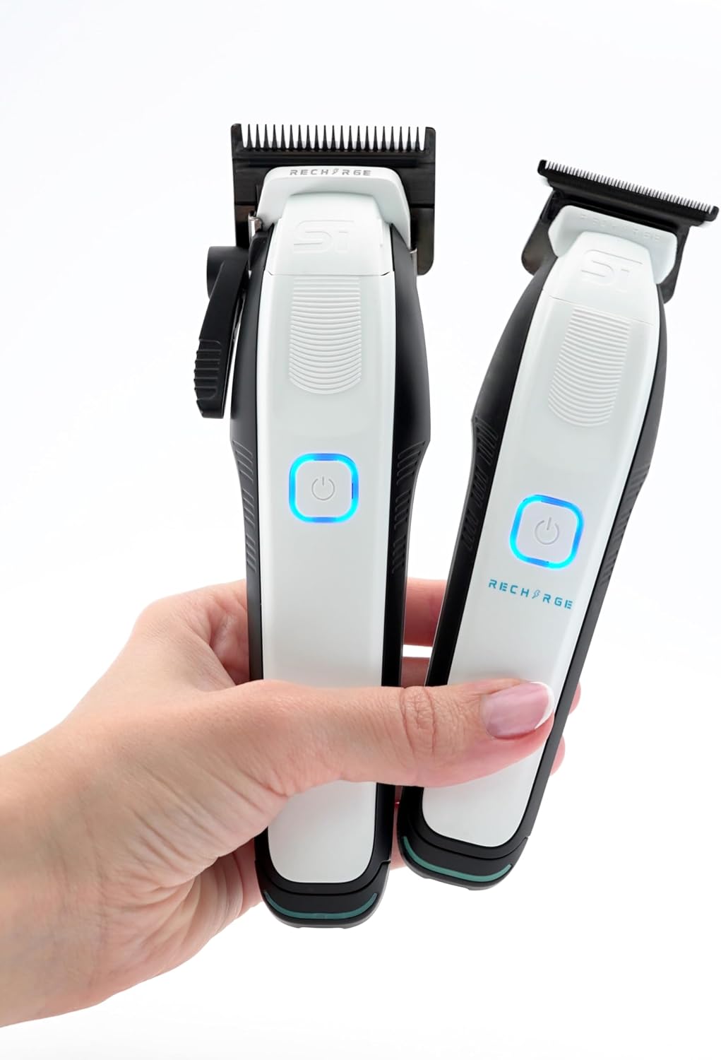 Supreme Trimmer 2-in-1 Recharge Hair Clipper & Beard Trimmer Combo | 7500 RPM, Removable Battery, Smart USB Charging Base | STC779 + ST777