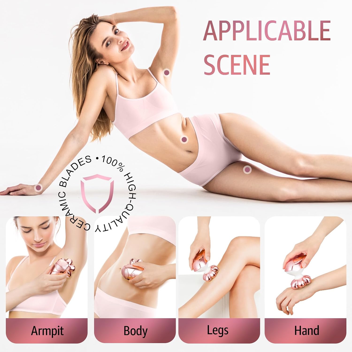 SHPAVVER Electric Razors for Women Legs: 7D Floating Head Electric Shaver - IPX7 Waterproof Wet Dry Hair Remover - LED Display & Travel Lock for Body Face Bikini (Light Pink)