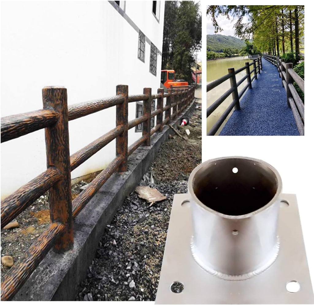Fence Pole Floor Flange, Stainless Steel Base Flange, Heavy Solid Fence Post Concrete Mount, for Holding The Fence, Mailbox, Flag Round Posts (Color : Dia 100mm(3.9in), Size : 2 Pcs)