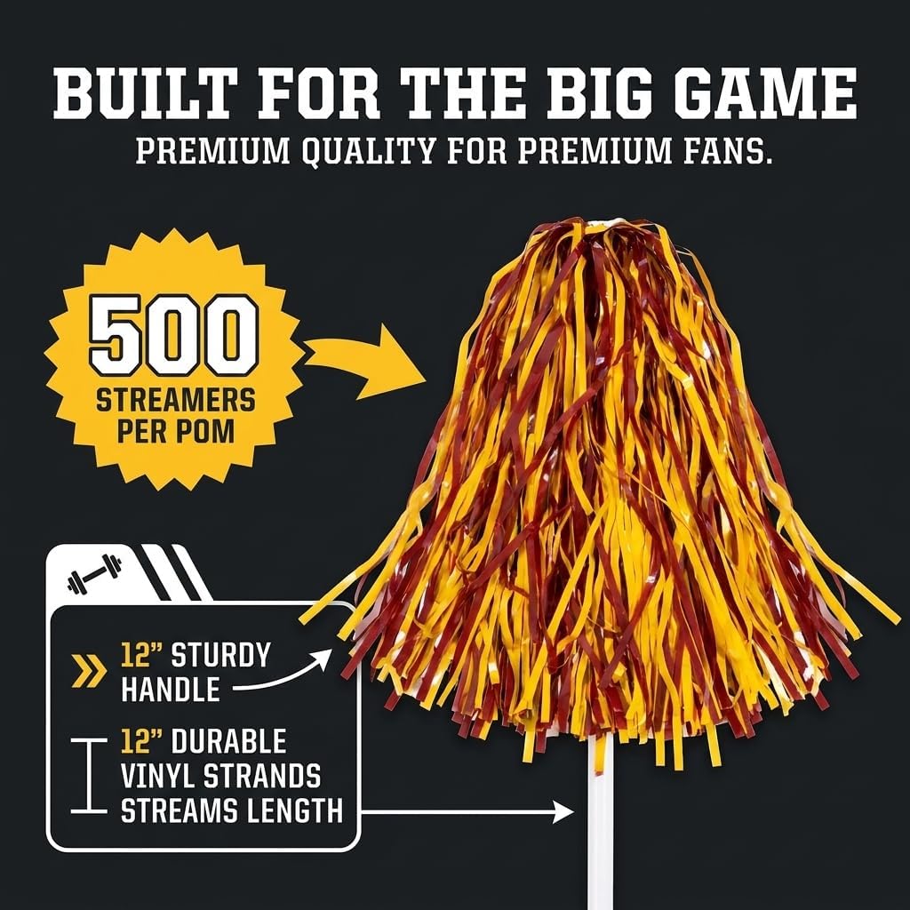 Anderson's Premium Two-Color School Spirit Shakers, Cheerleader Pom Poms, Sports Fan, Football, Basketball, Homecoming, Squad, Team, Party, Dance Club, Performance, Celebrations