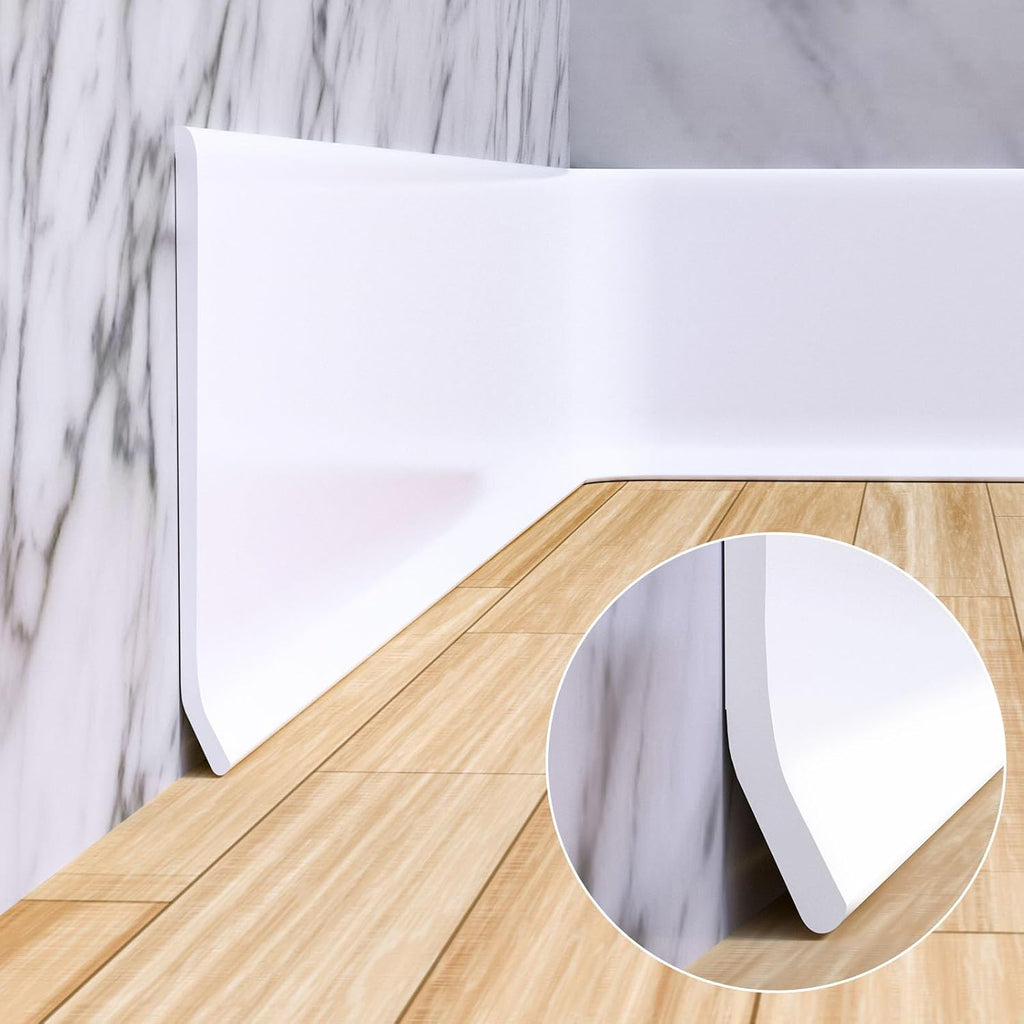 Duzzy Flexible Baseboard Molding Trim, 4 Inch(W) x 200 Feet(L) Peel and Stick Rubber Wall Trim Molding, Self-Adhesive Vinyl Wall Base Cove Base