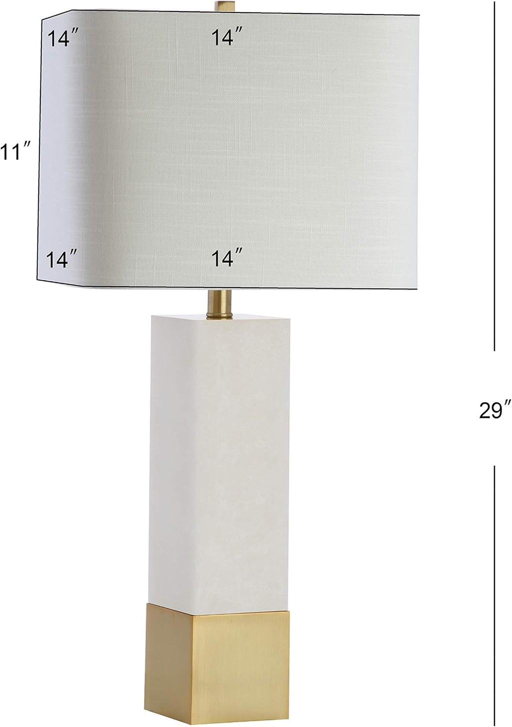 JONATHAN Y 29' Brass Gold/White Metal and Marble Table Lamp, Contemporary Transitional Bedside Lamp for Living Room, Bedroom, White Linen Rectangle Shade, LED Bulb Included JYL5009A