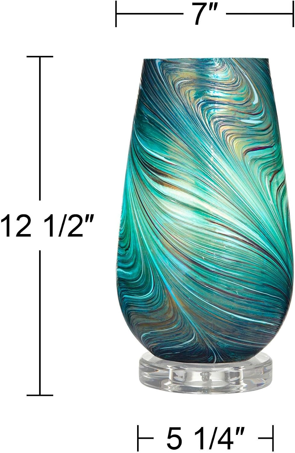 360 Lighting Carmen Modern Accent Table Lamps 12 1/2' High Set of 2 Green Clear Crystal Swirl Art Glass Shade for Bedroom Living Room Nightstand Bedside Night Stand Office Kids Room