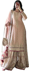 Indian Women's Foux Gorgette Fabric Thread Sequnce Rivet Moti Work Suit 12303