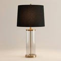 360 Lighting Modern Table Lamp Fillable 26' High Warm Gold Clear Glass Cylinder Black Hardback Drum Shade Decor for Living Room Bedroom House Bedside Nightstand Home Office Family Entryway