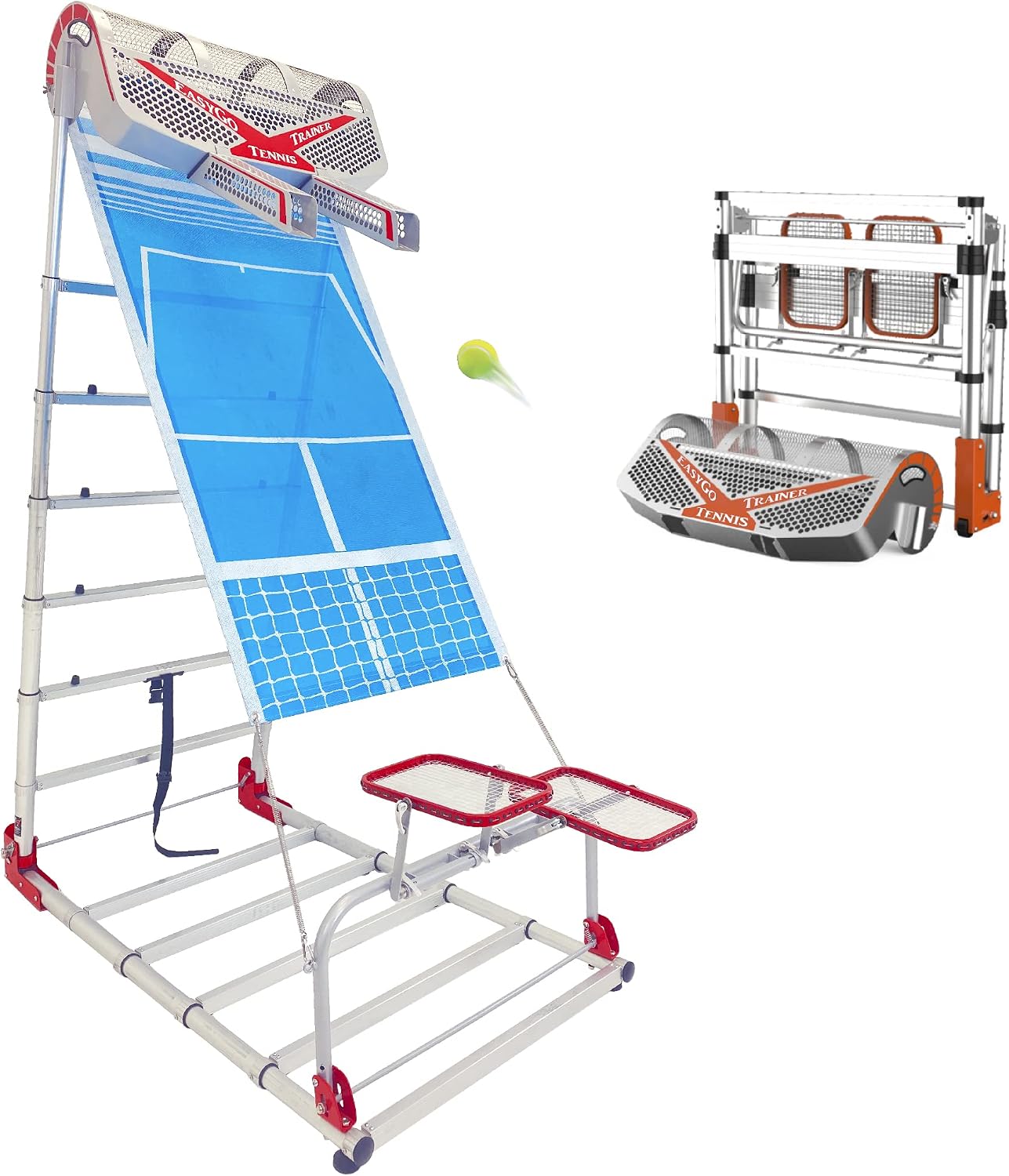 EasyGo Product Tennis Trainer – Professional Practice Training Equipment – Real Workout – Ball Drops from Random Holes so Never The Same-Patented