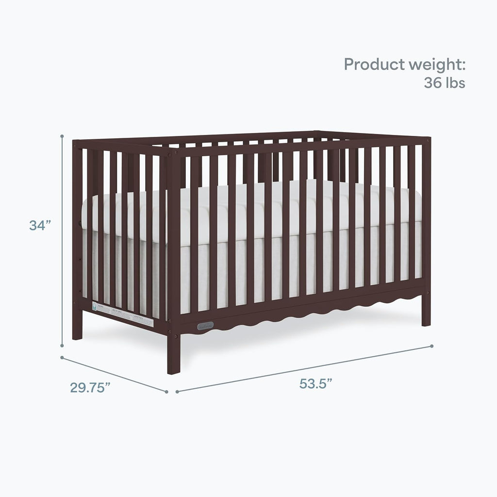 Dream On Me Synergy Wave 5-in-1 Convertible Crib, GREENGUARD Gold, Chocolate Chip