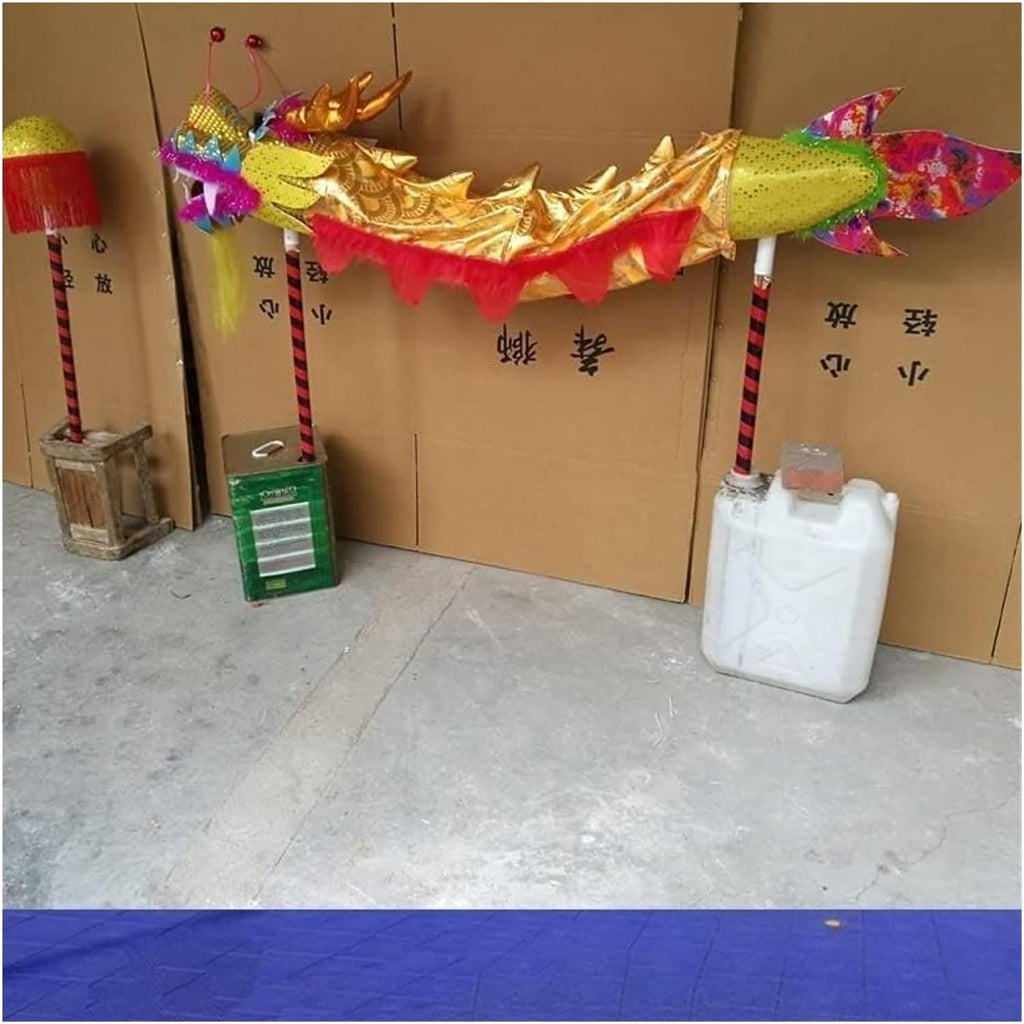 BKEKM Dragon Dance 1 M Lion Dance Head with Handstick Dragon Dance Silk 3D Dragon Ribbon Streamer Outdoor Dragon Dance Ribbon