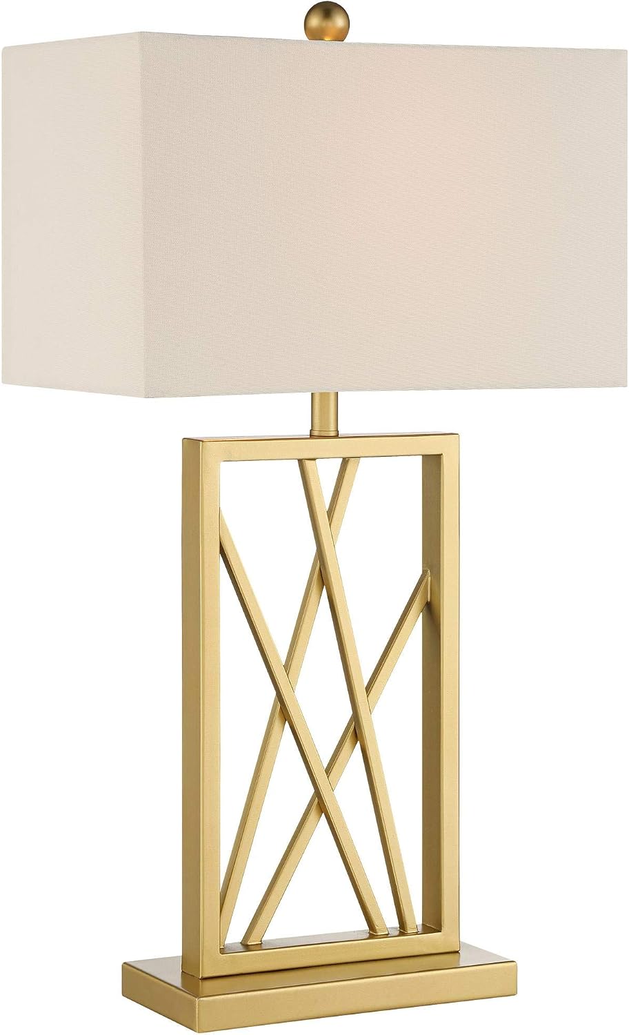 360 Lighting Claudia 26 1/2' Tall Square Modern Glam Luxe Table Lamp Gold Finish Metal Single White Shade Living Room Bedroom Bedside Nightstand House Office Home Kitchen Entryway Console