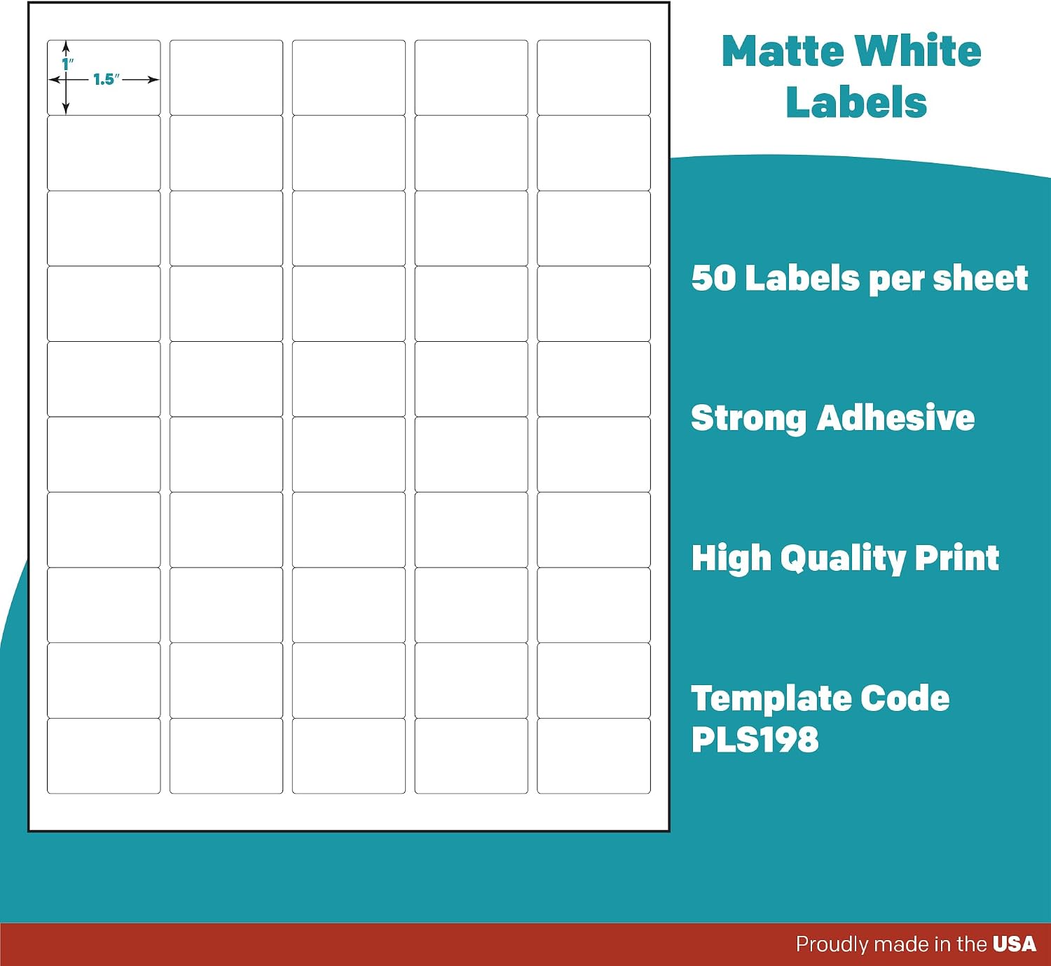 Premium Label Supply White Sticker Barcode Labels – 1.5' x 1' – Laser/Inkjet Compatible – (50 per Sheet), 2000 Sheets – 100,000 Total Adhesive Labels