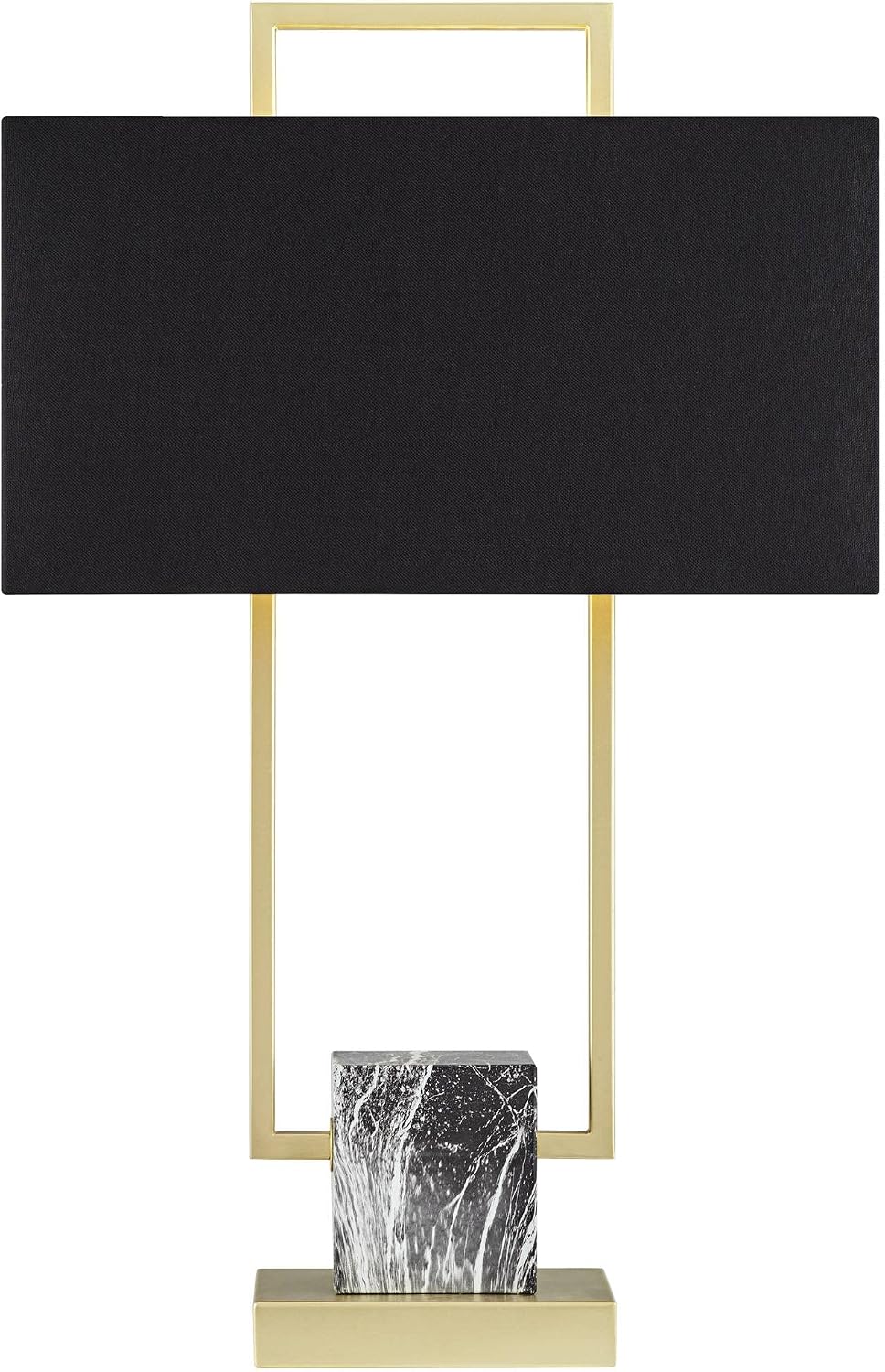 360 Lighting Carl Modern Table Lamp 24 3/4' High Gold Metal Gray Faux Marble Linear Frame Black Rectangular Shade Decor for Living Room Bedroom House Bedside Nightstand Home Office Family