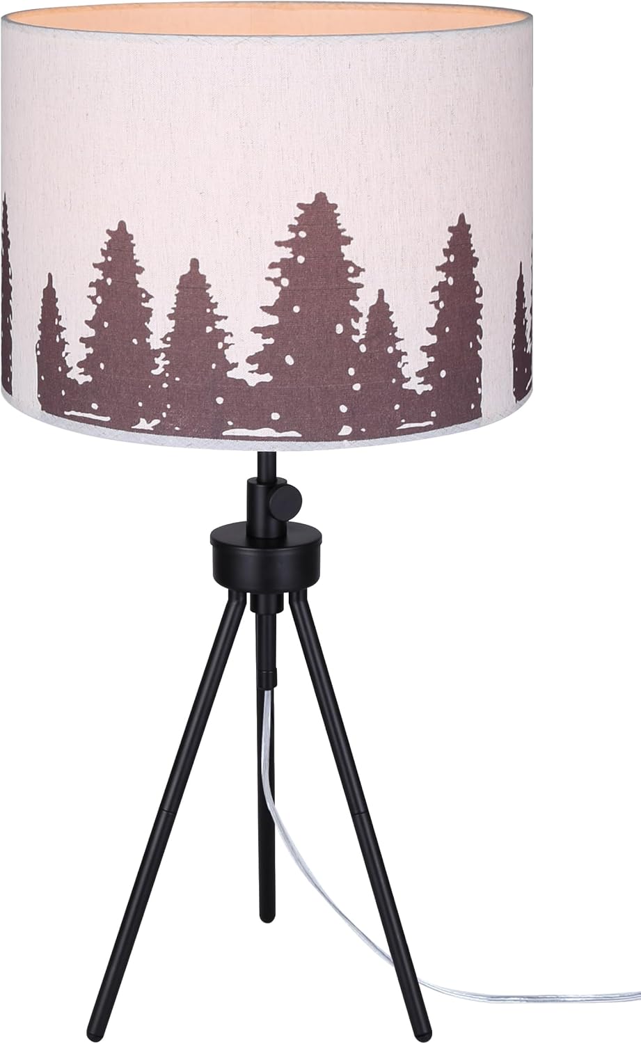 Canarm Holt Table Lamp, 27-Inch Country Rustic Black Finish with Printed Fabric Shade, Adjustable Height from 22-27' with 3-Way Socket Switch for Living Room