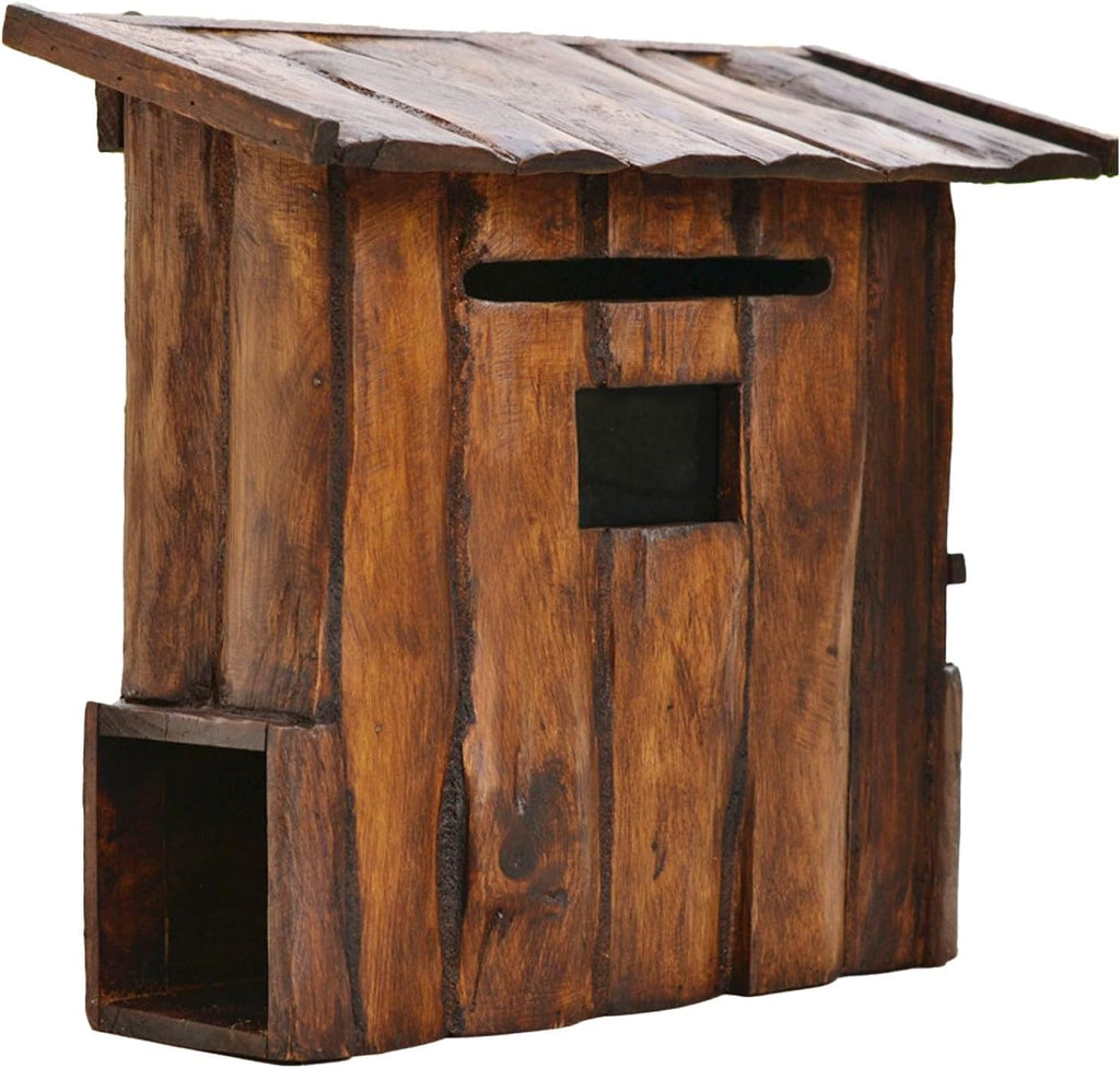 Wooden Wall-Mount Mailboxes, Vintage Cabin Mailbox, Hanging Post Box for Outside, Large Rainproof Suggestion Box Home Decor 15 x 7 x 14 Inch