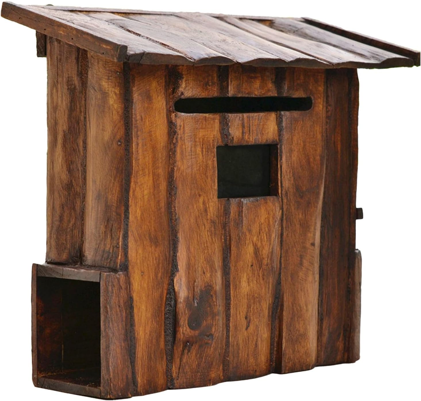 Wooden Wall-Mount Mailboxes, Vintage Cabin Mailbox, Hanging Post Box for Outside, Large Rainproof Suggestion Box Home Decor 15 x 7 x 14 Inch