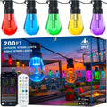 Outdoor String Lights,200FT Smart RGB+IC Patio Lights with Shatterproof LED Bulbs ,Outside Light Dimmable Patio for Decor DIY IP67 Waterproof ,Courtyard, garden,Holiday,LED lights more Scene Modes