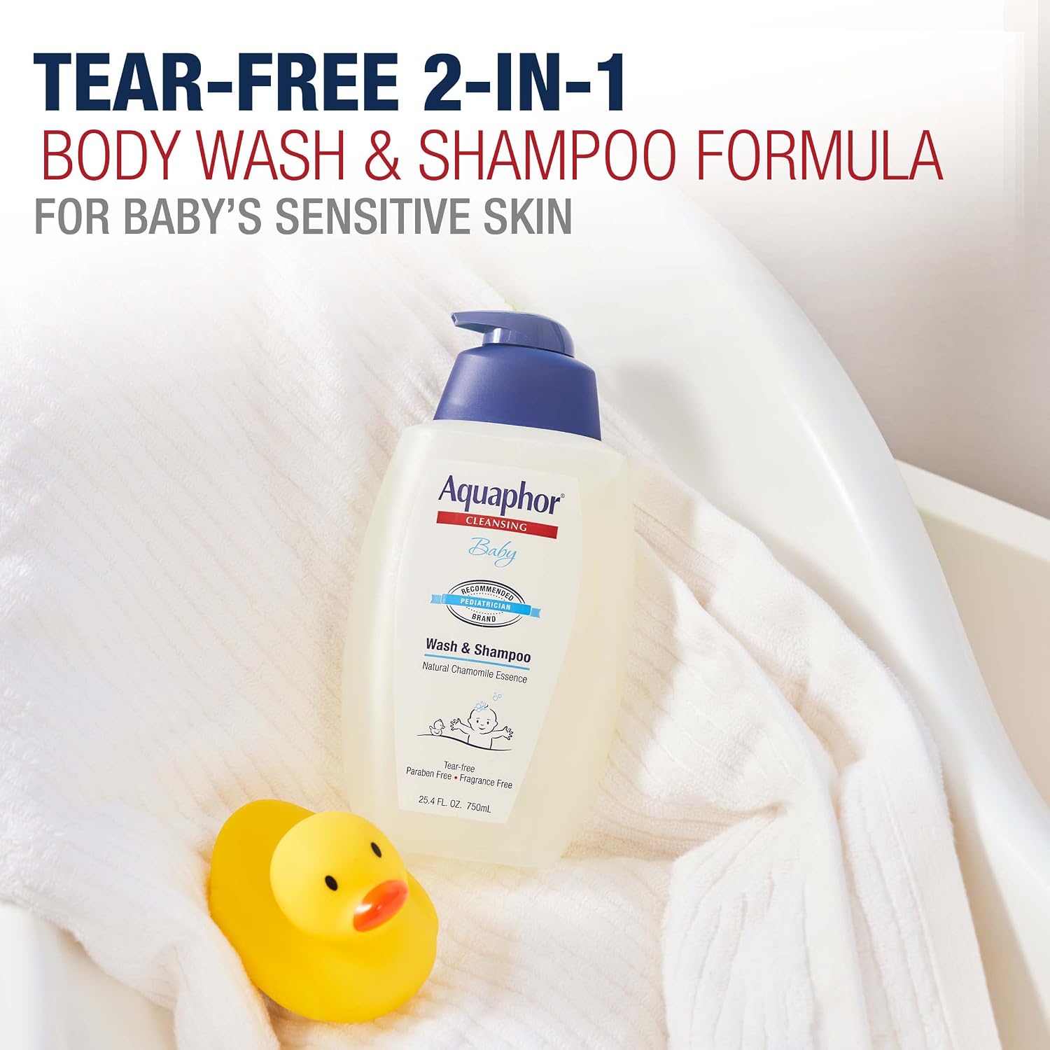 Aquaphor Baby Wash and Shampoo, Unscented Baby Shampoo and Wash, 25.4 Fl Oz Pump Bottle (Pack of 12)