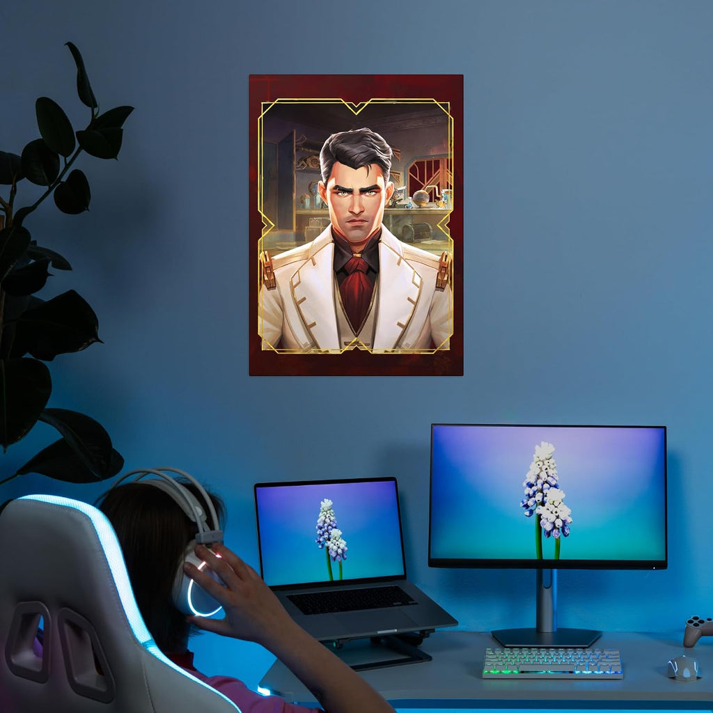 Displate Metal Poster Arcane Jayce Wall Art L | Wall-safe magnetic mounting, no drilling or tools. Easy to mount, artwork, wall decor home living room, bedrooms, offices.