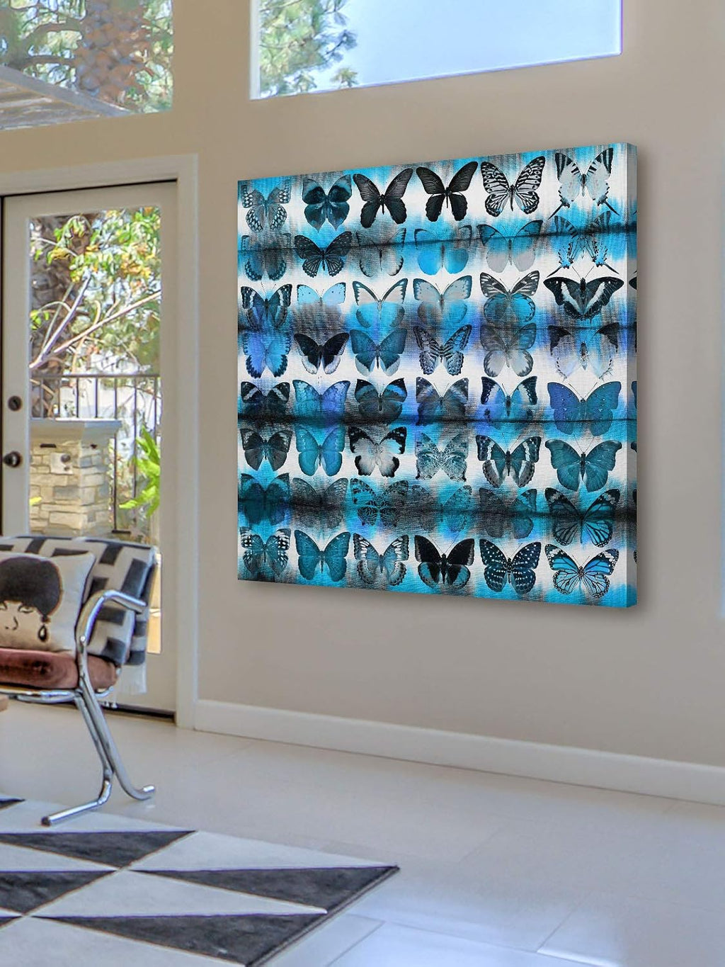 Parvez Taj Moth Blue Painting Print on Wrapped Canvas -