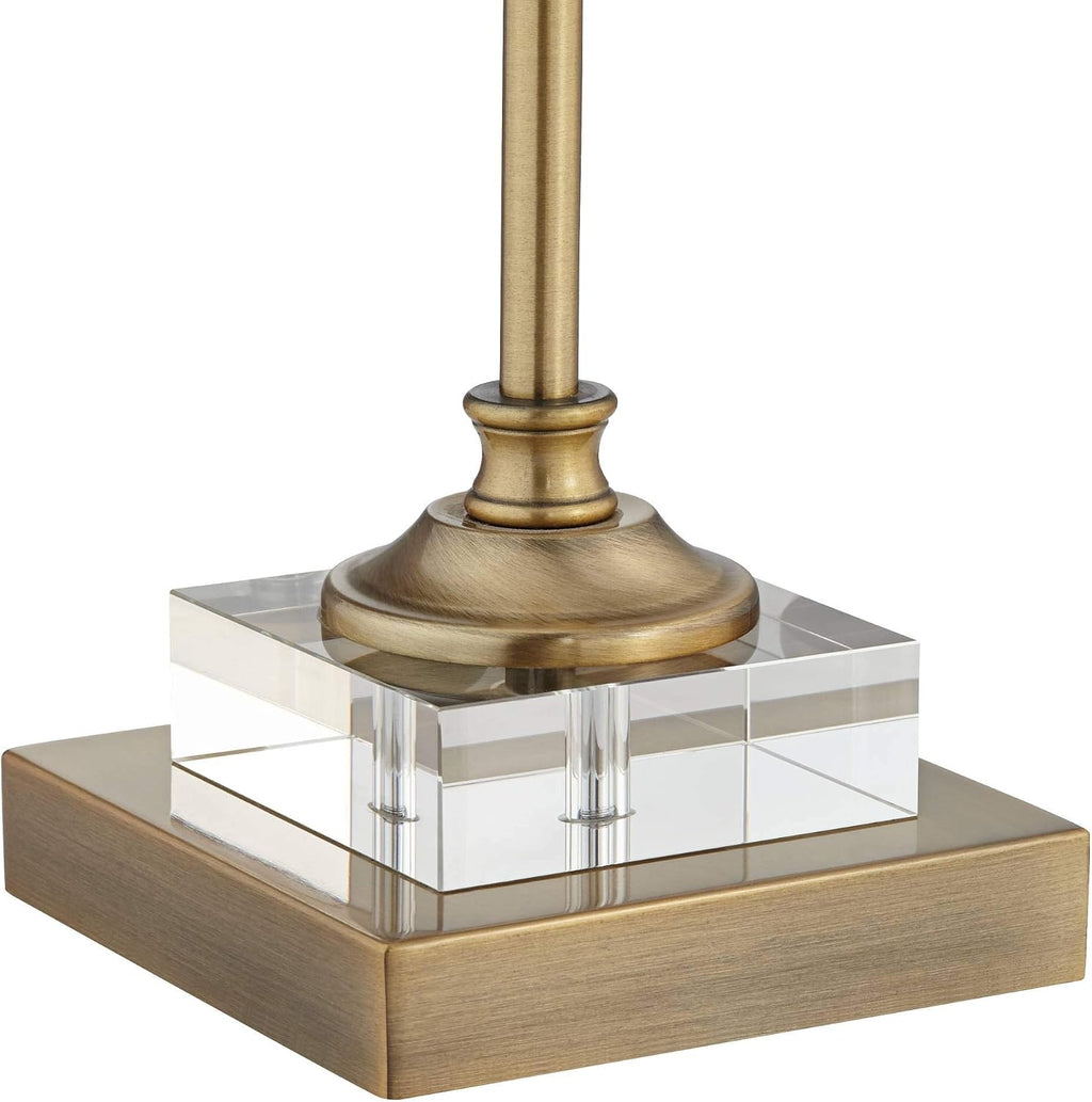 Regency Hill Julia 29 1/2' Tall Skinny Buffet Traditional End Table Lamp USB Dimmer Gold Finish Crystal Single Fabric White Shade Living Room Charging Bedroom Bedside Nightstand House Office Home