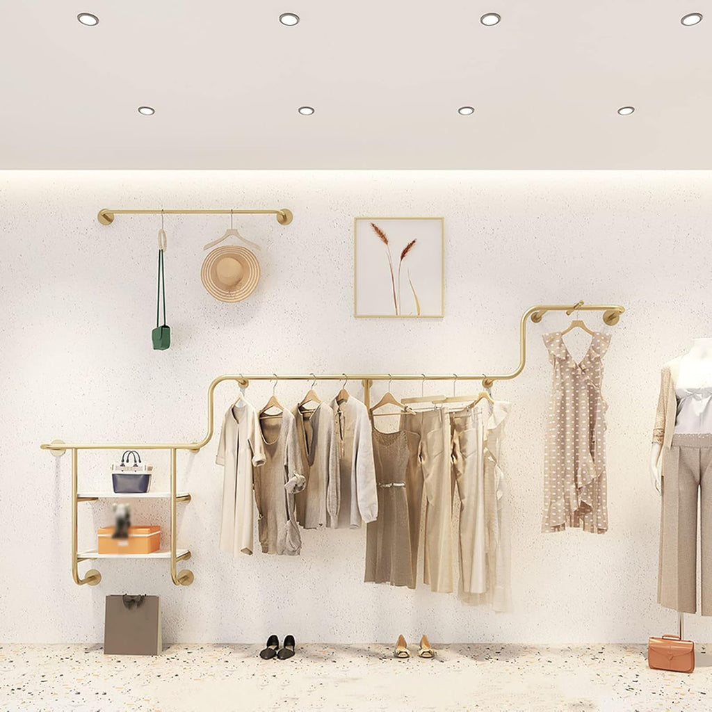 Metal Wall Mounted Clothing Rack,Modern Creative Clothing Rack for Retail Stores,Closet Storage,Clothes Organizer,Shoe Bag Organizer,Clothes Saving Space (300cm