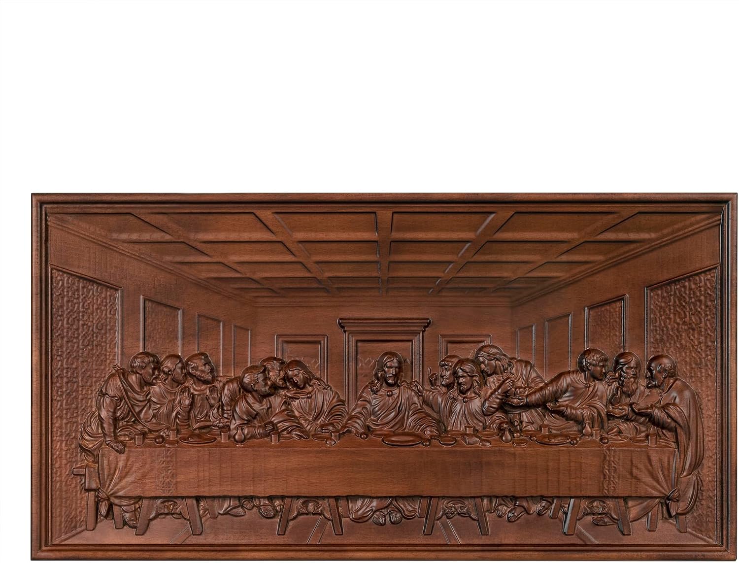 Handmade Wooden The Last Supper Wall Decor for Dining Room | 20 Inch, Beechwood, Two Hooks on the Back, Jesus and the Twelve Apostles, Christian Gift