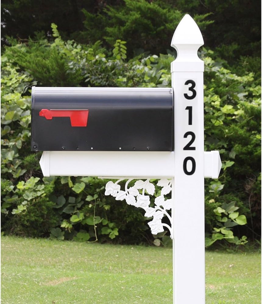 4Ever Products The Darlington Vinyl/PVC Mailbox Post (Includes Mailbox)(Black Numbers on Post)