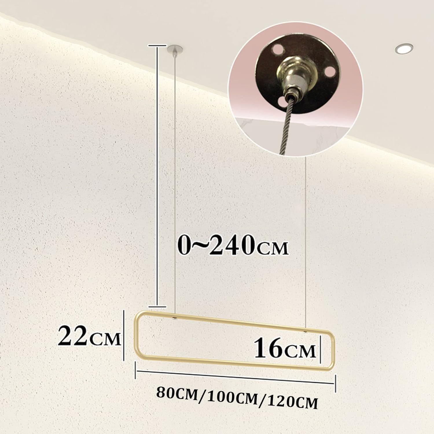 Clothes Rack, Creative Height Adjustable Chain, Clothing Store Ceiling Rack, Clothes Storage Rack, Metal Hanger, M Display Rack (100cm