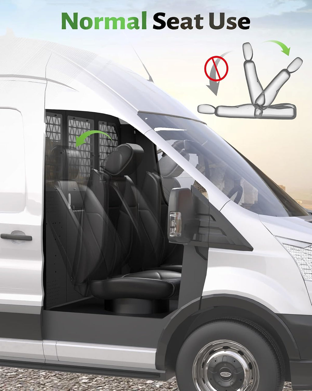 StarONE Cargo Van Partition,Van Safety Partition Bulkhead Fit for Ford Transit 150 250 350 High-Roof,with Door Lock and Acrylic Panel,Black